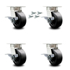 Service Caster 5 Inch Kingpinless Polyolefin Wheel Swivel Caster Set with Brake and Swivel Lock SCC-KP30S520-POR-SLB-BSL-4